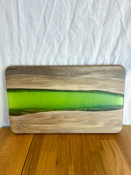 Green Resin River in Walnut Wood Charcuterie Board