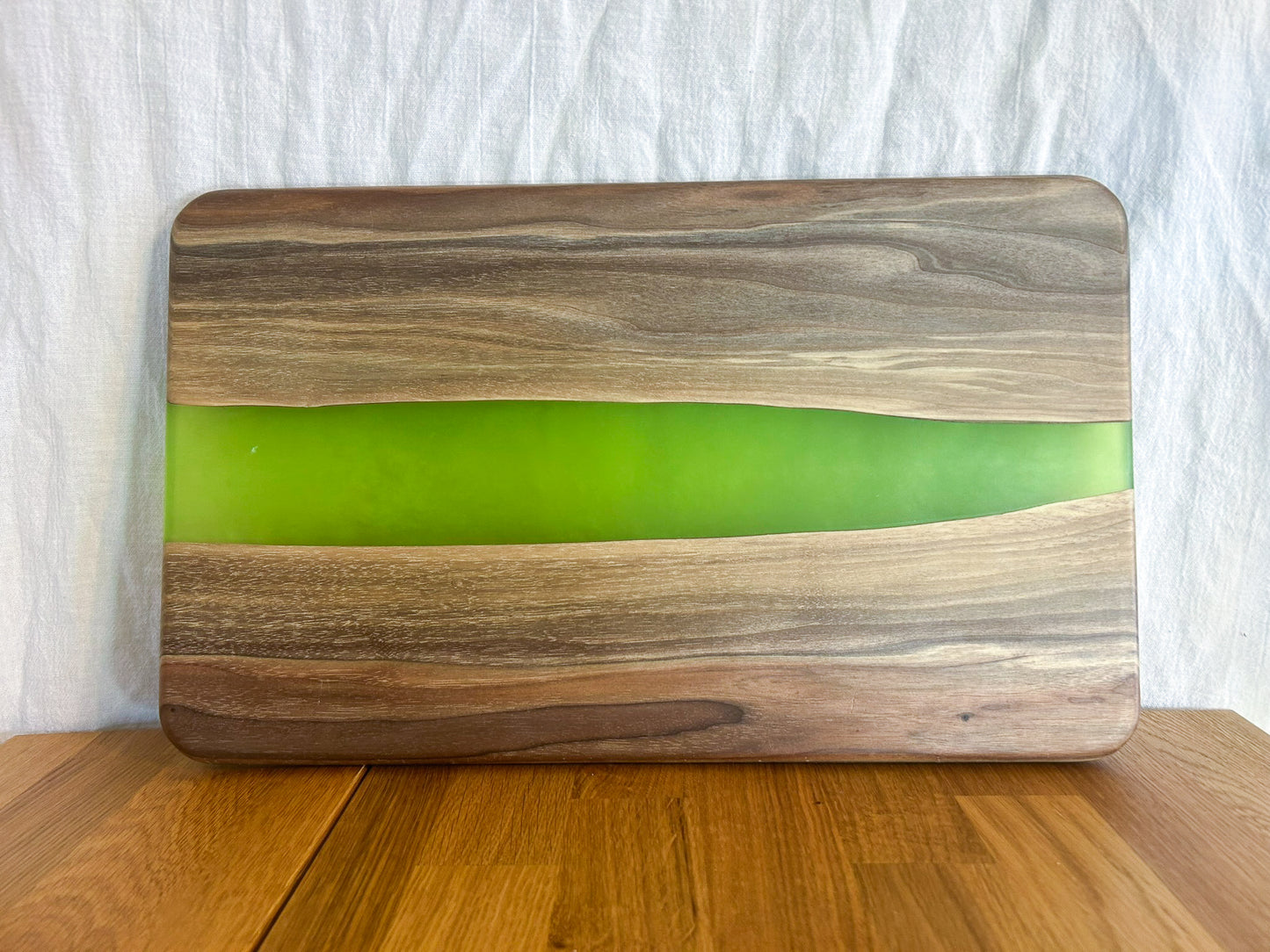 Green Resin River in Walnut Wood Charcuterie Board