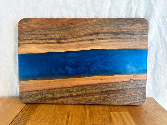 Electric Blue Resin in Rosewood Charcuterie Board