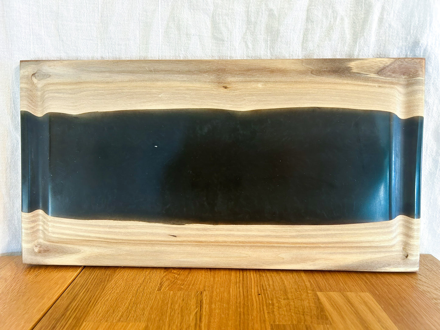 Black Resin River in Walnut Charcuterie Board