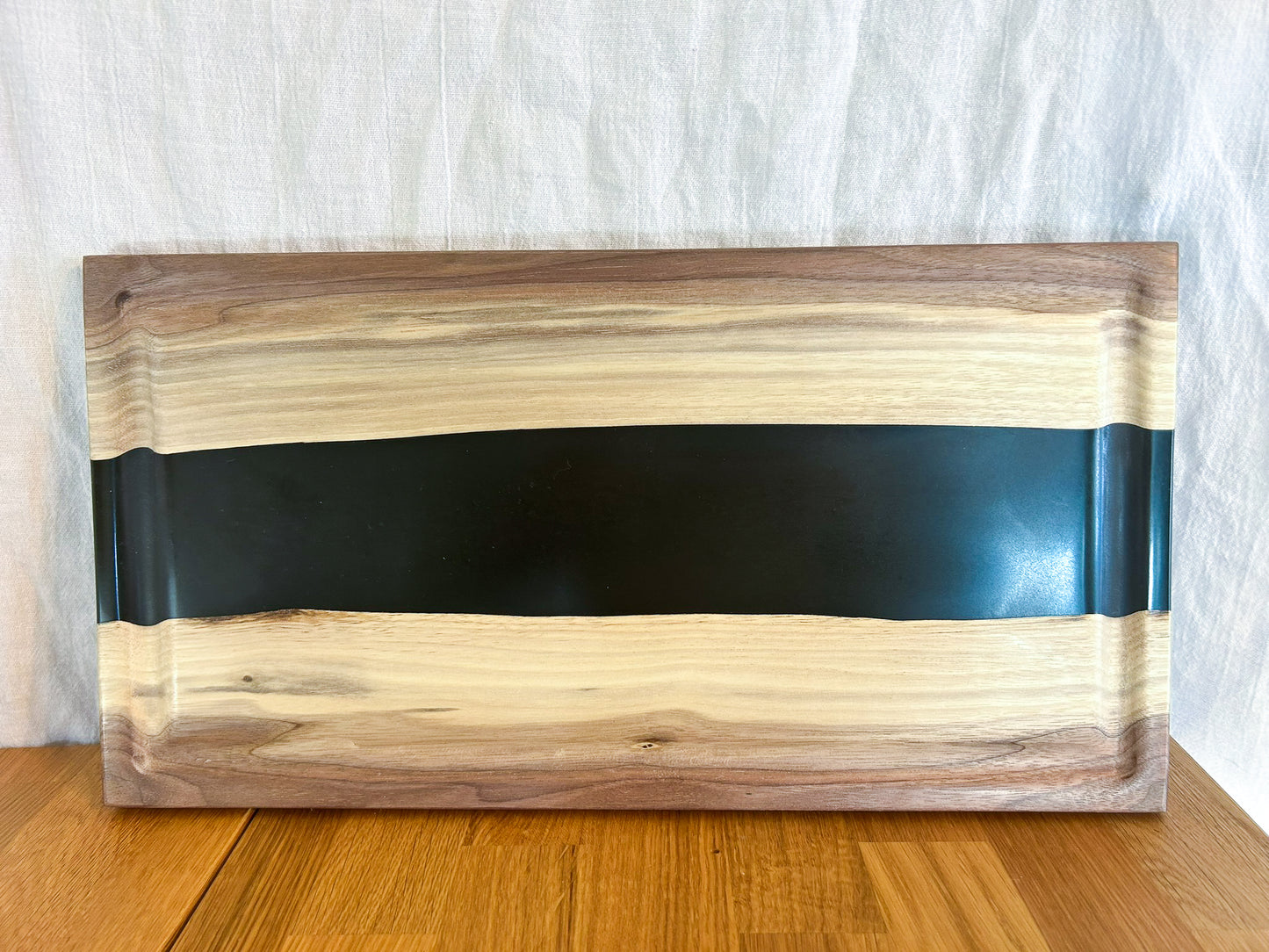 Black Resin River in Walnut Charcuterie Board