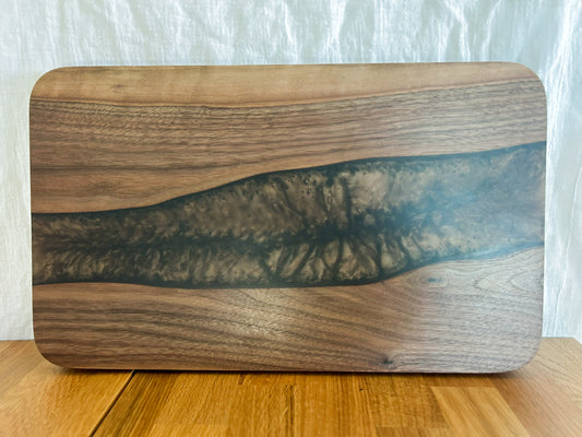 Brown Resin River in Walnut Charcuterie Board