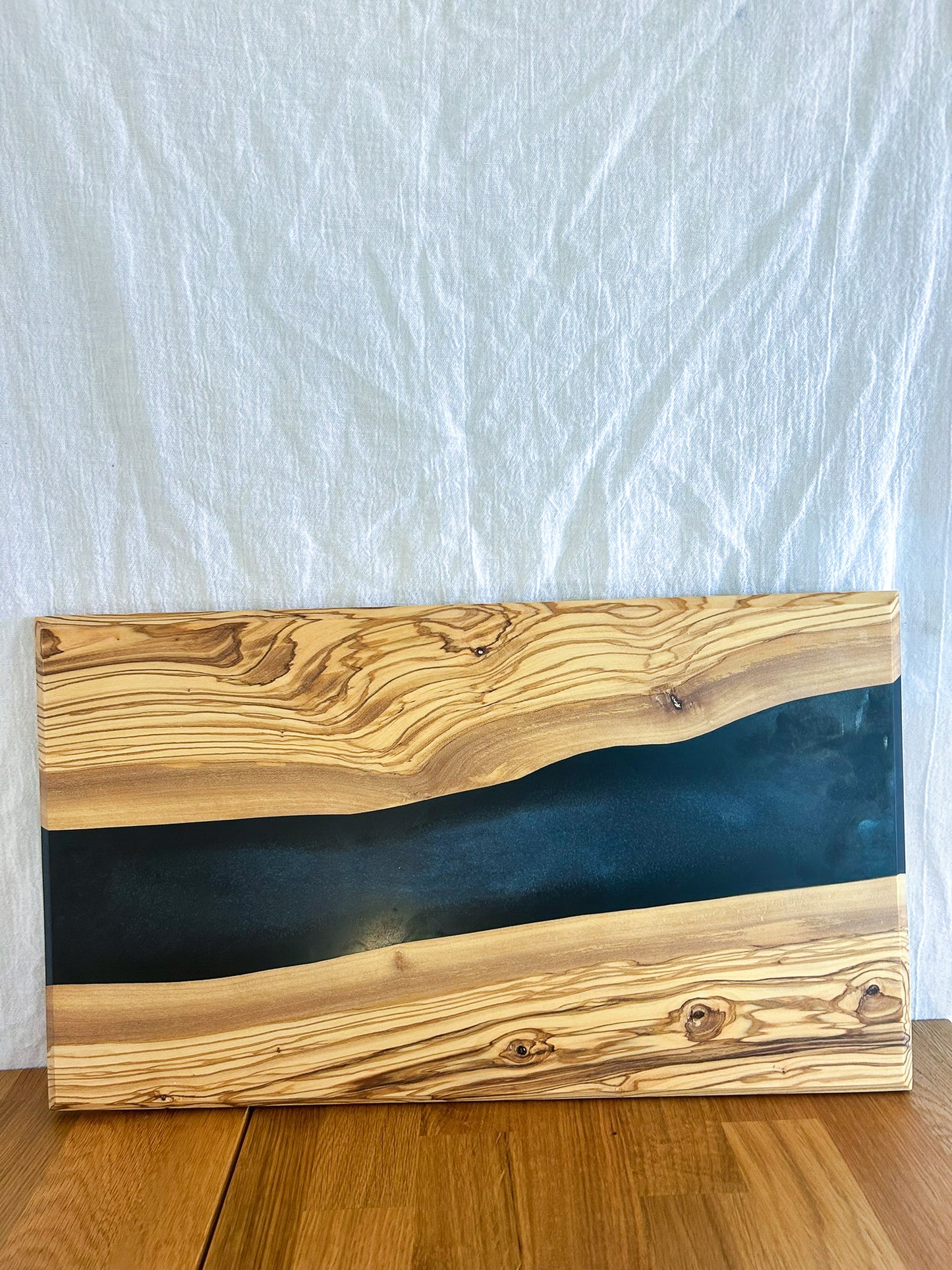 Black Resin River in Olive Wood Charcuterie Board