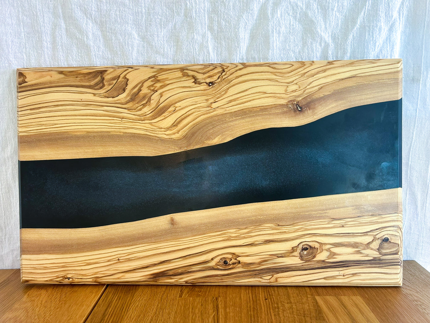 Black Resin River in Olive Wood Charcuterie Board